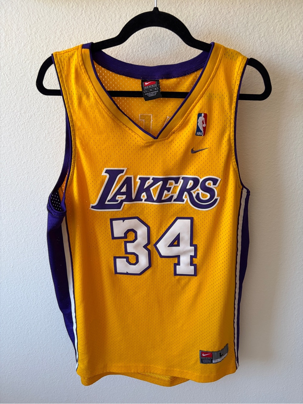 Vintage Nike Swingman Los Angeles Lakers Shaquille O'Neal #34 Shaq Jersey Gold L